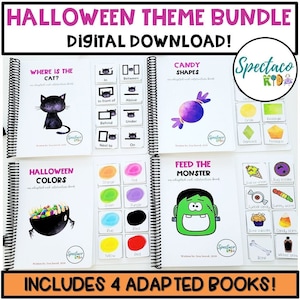 Pakiet podstawowych koncepcji Halloween DO DRUKU PRZYSTOSOWANE INTERAKTYWNE książki do terapii mowy i autyzmu specjalnego, do pobrania natychmiast