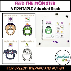 Halloween matching PRINTABLE ADAPTED fun book for speech therapy, special education and autism, instant download, children book