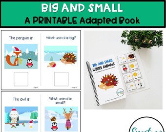 Winter Animals Big and Small Adapted Book, Speech Therapy (Printable)