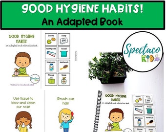 Good hygiene habits! PRINTABLE ADAPTED INTERACTIVE book for speech therapy, special education and autism, instant download, children book