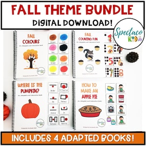 Herbst Thema Grundkonzepte Bundle PRINTABLE ADAPTED INTERACTIVE Bücher für spezielle Ausbildung Sprachtherapie und Autismus, sofortiger Download