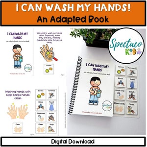 I can wash my hands! PRINTABLE ADAPTED INTERACTIVE book for speech therapy, special education and autism, instant download, children book