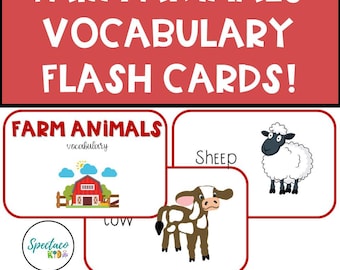 Farm Animals- Vocabulary flash cards- DIGITAL DOWNLOAD