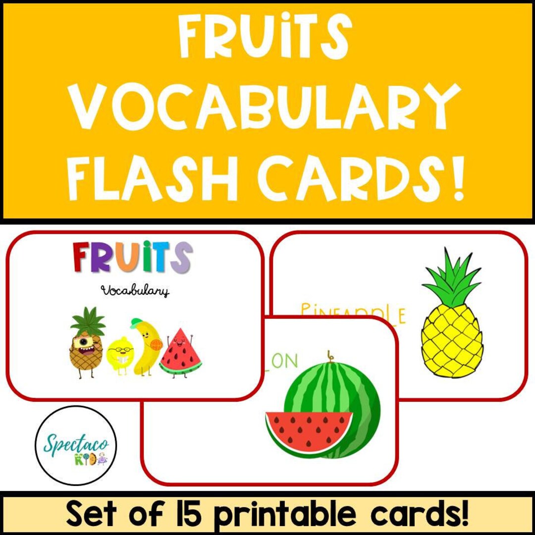 Fruits Vocabulary Flash Cards! (DIGITAL DOWNLOAD) - Etsy
