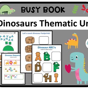 Dinosaur Printable Toddler Busy Book | Sorting and Matching | Learning Binder Worksheets Homeschool, Quiet book, Preschool, toddler learning