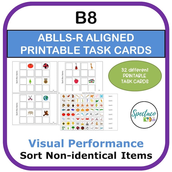 ABLLS-R Aligned B8 Sort Non Identical Items Task (Instant Download) 