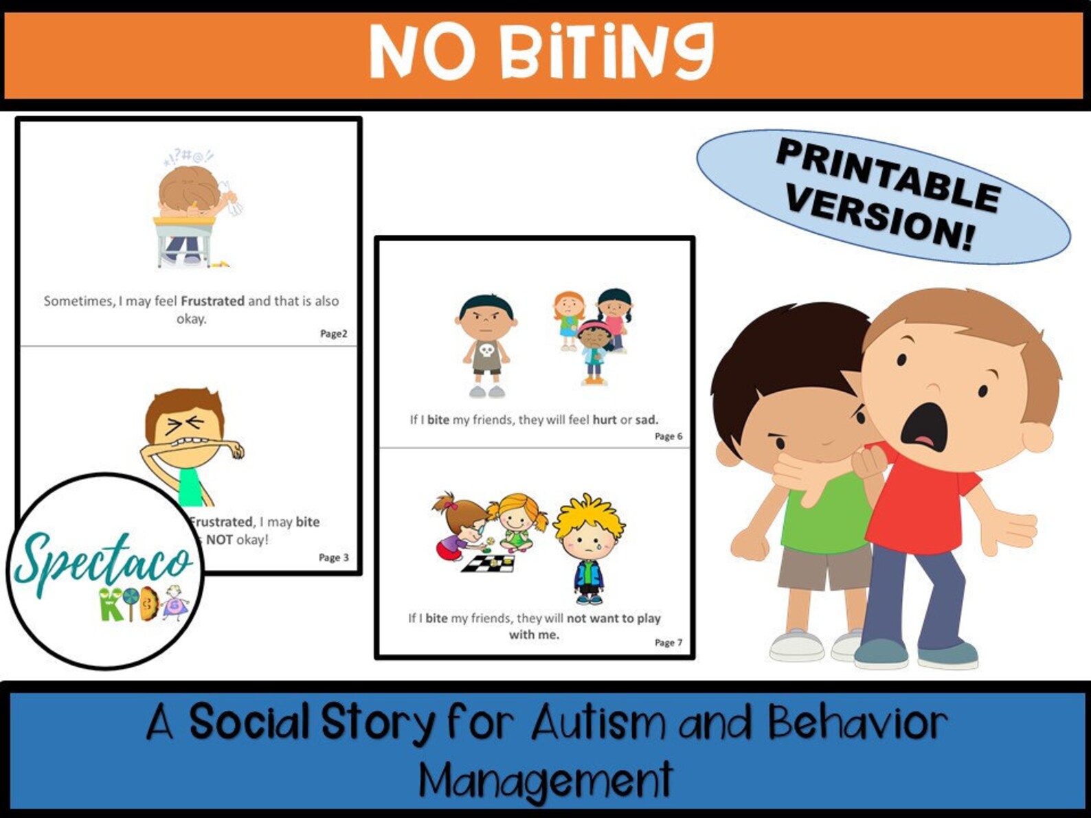 No Biting A Social Story for Autism and Behavior Management and