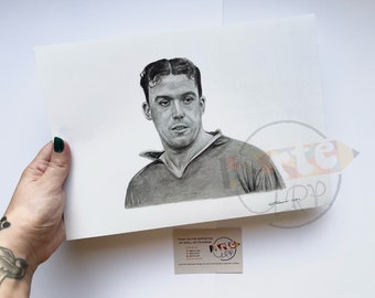 Dixie Dean Everton drawing - A4 Limited Edition Print