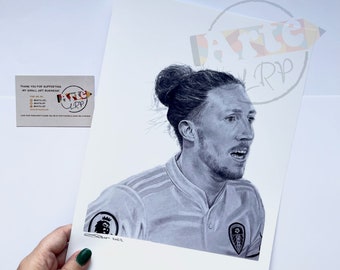 Luke Ayling drawing - A4 Limited Edition Print - Leeds