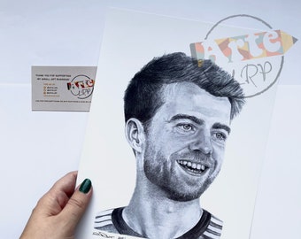 Patrick Bamford drawing - A4 Limited Edition Print - Leeds