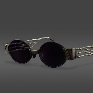 Handmade Silver Sunglasses - Gray UV-Protected Lenses - Oxidized Sterling Silver - Unisex One Of A Kind Eyewear