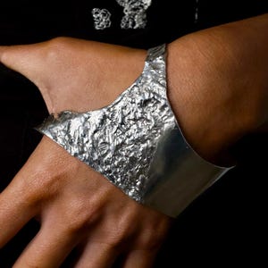 Palm Cuff Bracelet: Hammered Sterling Silver, Made for Your Hand Size