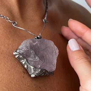 Huge Amethyst Pendant Necklace - Oxidized Sterling Silver - Exclusive and One Of A Kind - Bold Jewelry for Women - Only 1 Piece Made