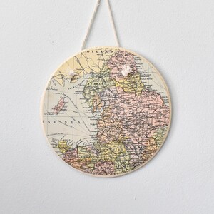 Vintage Karte Wandbehang, England Landkarte/ Wand dekor Holz hängend| Wandkunst| Geschenk für Zuhause|Gift für ihn| Geschenk für Papa Grandad Geschenk für Onkel