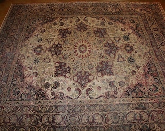Antique Kerman. 9'9"x10'10" Hand-knotted, wool, fine weave and from 1920's. In great condition. Beautiful rug for home or office.
