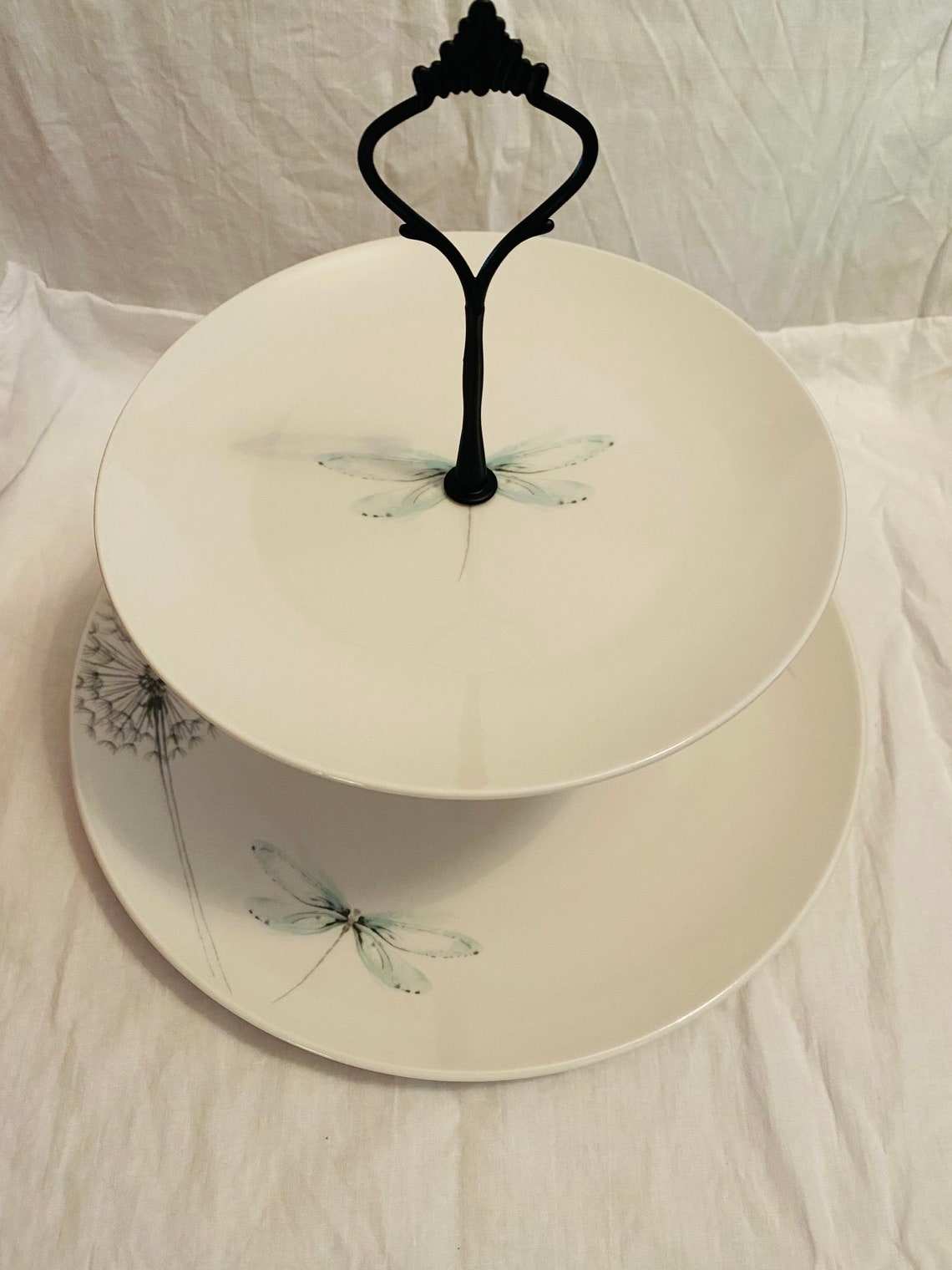 2 Tier Ceramic Cake Stand Etsy UK