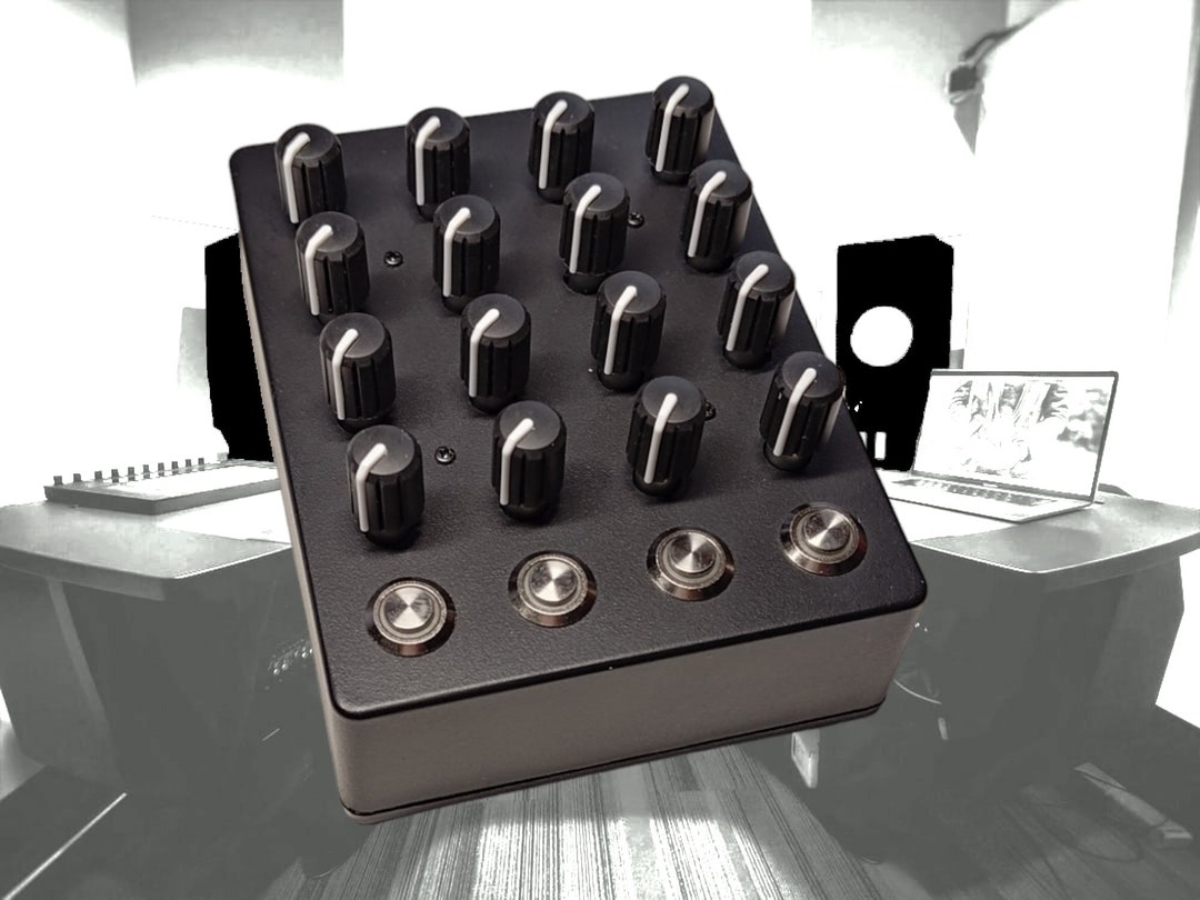 Midi Controller BBENC / 16 Push Encoders / 4 Blue Led Mini Arcade