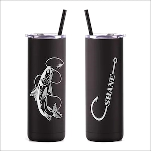 Pesca con mosca de trucha - Vaso delgado grabado personalizado