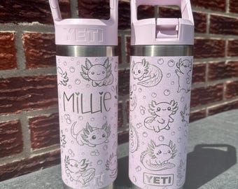 ¡Me gustas mucho! Botella Axolotl - Botella de agua YETI personalizada y grabada