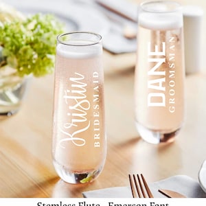 Wedding Champagne Flutes Personalized, Engraved Custom Wedding Toasting Glasses for Bride and Groom, Champagne Glasses