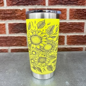 Sunflower Garden - Personalized Engraved YETI Tumbler - Coffee Mug image 1
