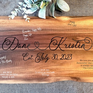 Walnut Live Edge Wedding Guest Book - Heart-Linked Design - NEW SIZES AVAILABLE!