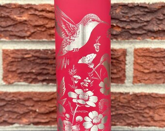 Floral Humming Bird - Personalized Engraved MAARS Skinny Tumbler / Coffee Mug