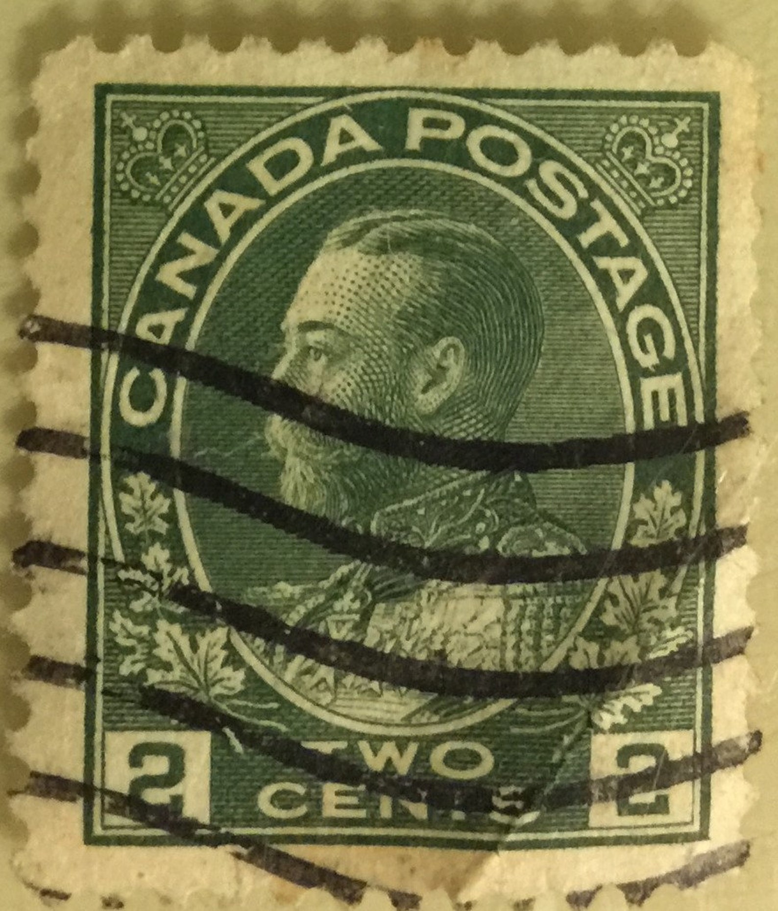 Vintage Stamp Canada 2 Cents green stamp King V Etsy