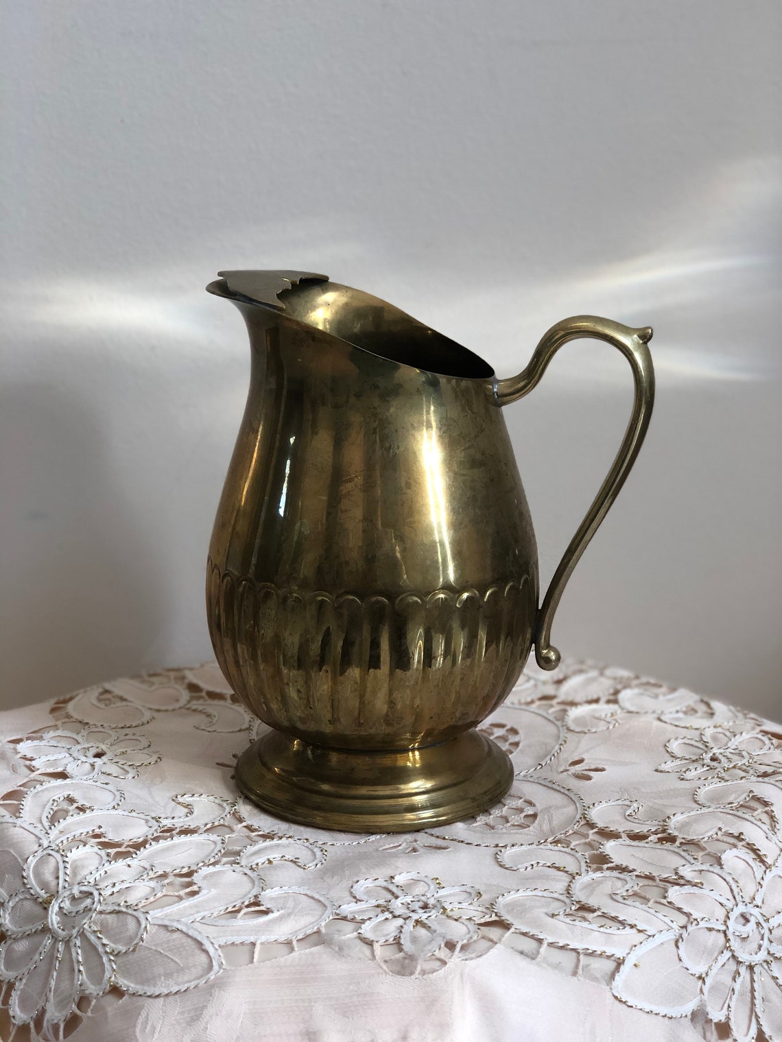 Vintage MidCentury Brass Pitcher with Handle Made In India Etsy