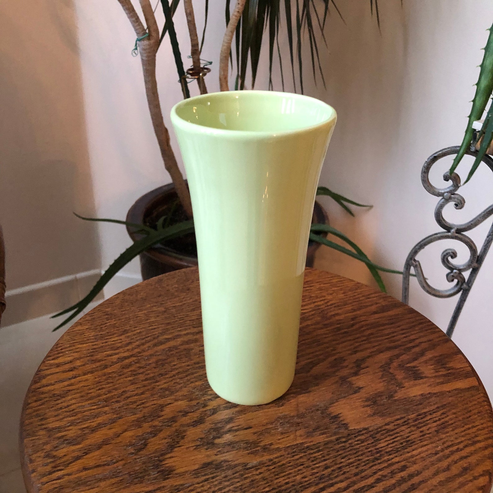 Vintage Opaque Lime Green Vase Etsy