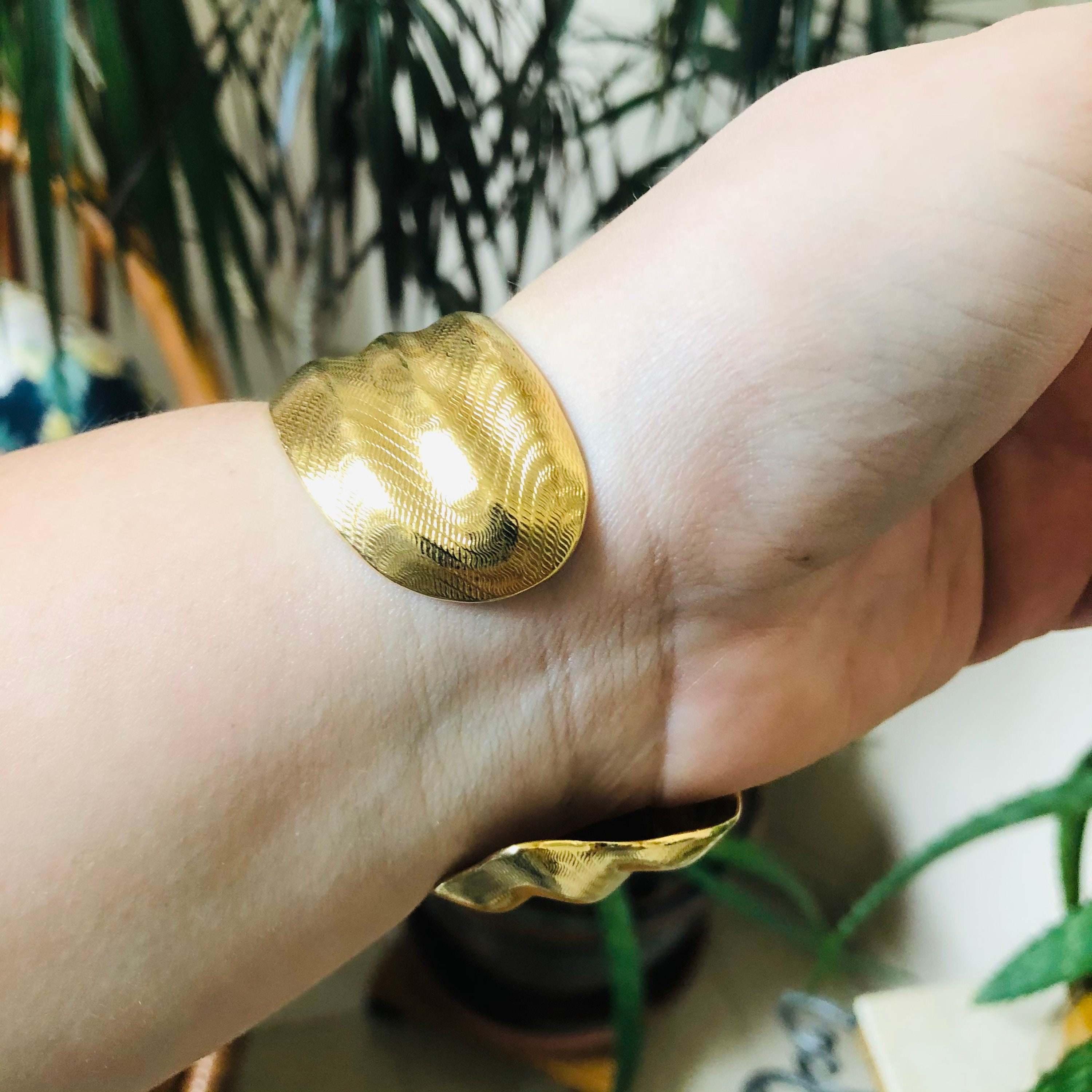 Vintage Textured Gold Arm Cuff Bracelet Etsy