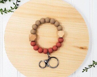 Boho Wristlet, Wristlet Keychain, Silicone Bracelet, Neutral Keychain,  Minimalist Wristlet, Keychain for Women, Fun Keychain, Stylish Gift