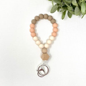 Boho Wristlet Keychain, Bohemian Bracelet, Neutral Keychain, Minimalist Wristlet, Natural Keychain for Women, Trending Now, Sweet Sixteen