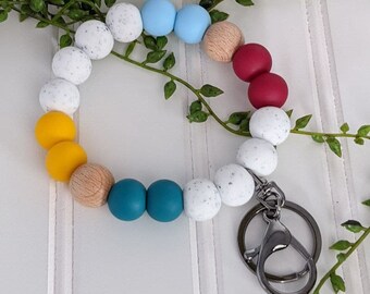 Bohemian Bracelet Keychain, Stylish Gifts Trending Now, Multicolor Wristlet, Gift for Mom, Sweet Sixteen Gift, Boho Wristlet, Key Holder
