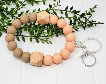 Boho Wristlet, Wristlet Keychain, Silicone Bracelet, Neutral Keychain,  Minimalist Wristlet, Keychain for Women, Stylish Gift for Women