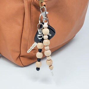 Minimalist Keychain, Boho Keychain, Wood Bead Keychain, Bohemian Gift ...