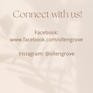 Puede incluir: Conecta con nosotros! Facebook: www.facebook.com/ollen grove Instagram: @ollen grove