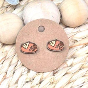Sourdough Bread Stud Earrings, Wooden Food Theme Stud, Baker Gift, Cute Mini Bread Jewelry, Artisan Bread Loaf Earrings, Foodie Accessories