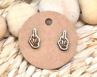Skeleton Middle Finger Earrings, Funny Gothic Studs, Edgy Skull Hand Jewelry, Spooky Halloween Earrings, Alternative Punk Rock Accessories