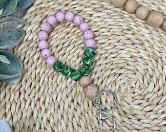 Monstera Keychain, Pink Bracelet, Gift for Plant Lover, Plant Mom Keychain, Keychain for Women, Trending Now, Sweet Sixteen, Gift for Mom