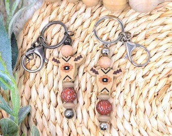 Farm Cow Beaded Keychain, Aztec Cow Keychain, Farmhouse Gift, Boho Keychain, Boho minimalist, Cow Lover gift, Western Keychain, Farm Life