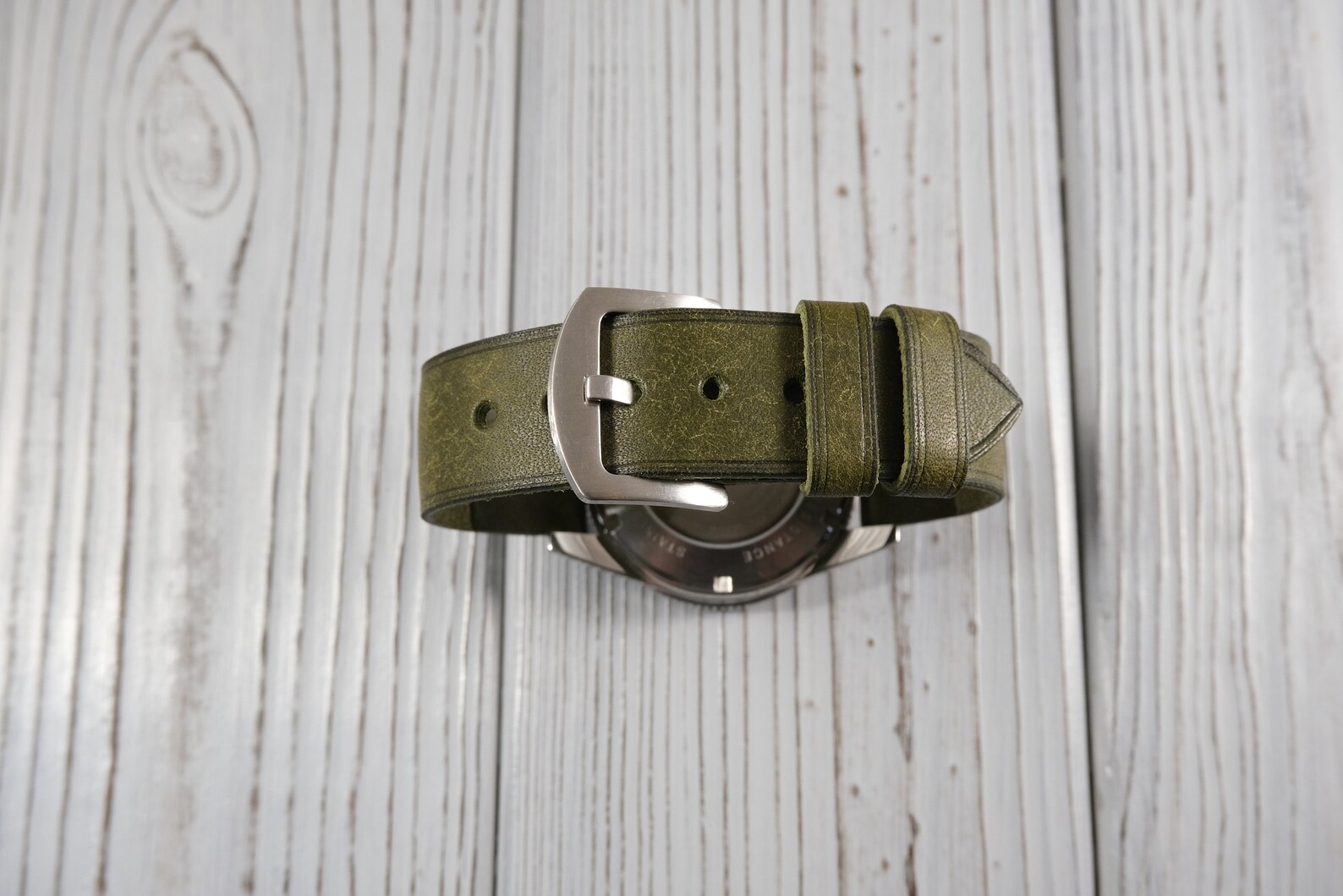 Leather Watch Strap Handmade Watch Band Olive 18mm 20mm 21mm Etsy