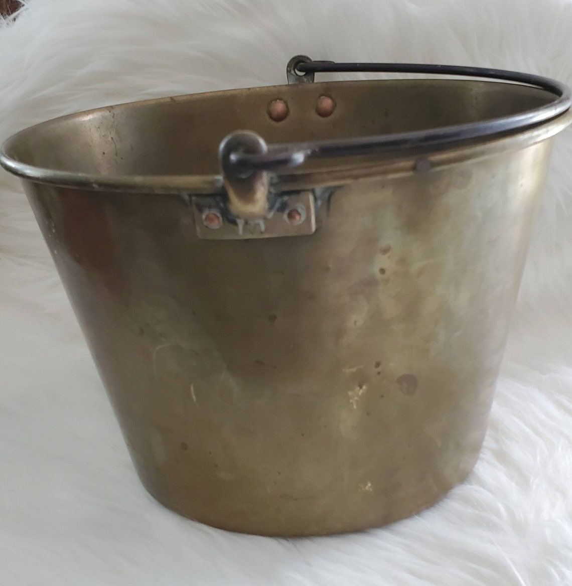 Antique Brass Kettle/Bucket Makers Mark American Brass Kettle Etsy