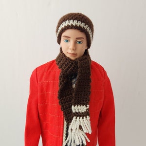 Crochet Hat and Scarf for Male Fashion Dolls - 1:6 Scale