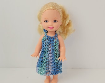 Blue Crochet Sundress for 4.5" Fashion Dolls - 1:6 Scale
