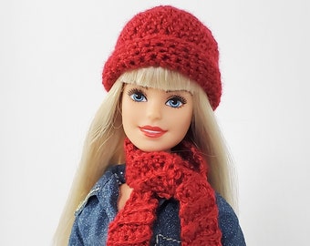 Crochet Hat and Scarf for 11.5" Fashion Dolls - 1:6 Scale