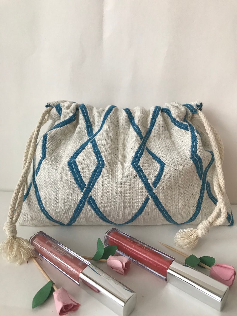 Small white drawstring bag/ ring bag / beach boho bag/ light Etsy