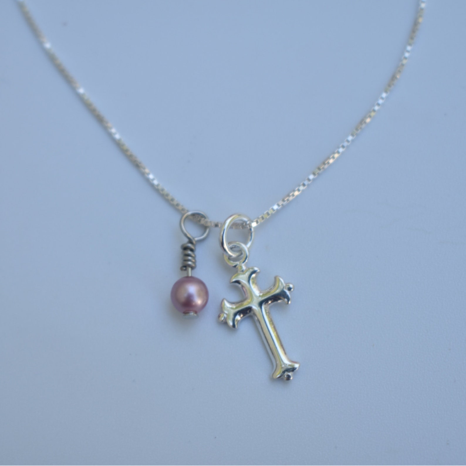 First communion necklace. Cross necklace. Girls baptism Etsy
