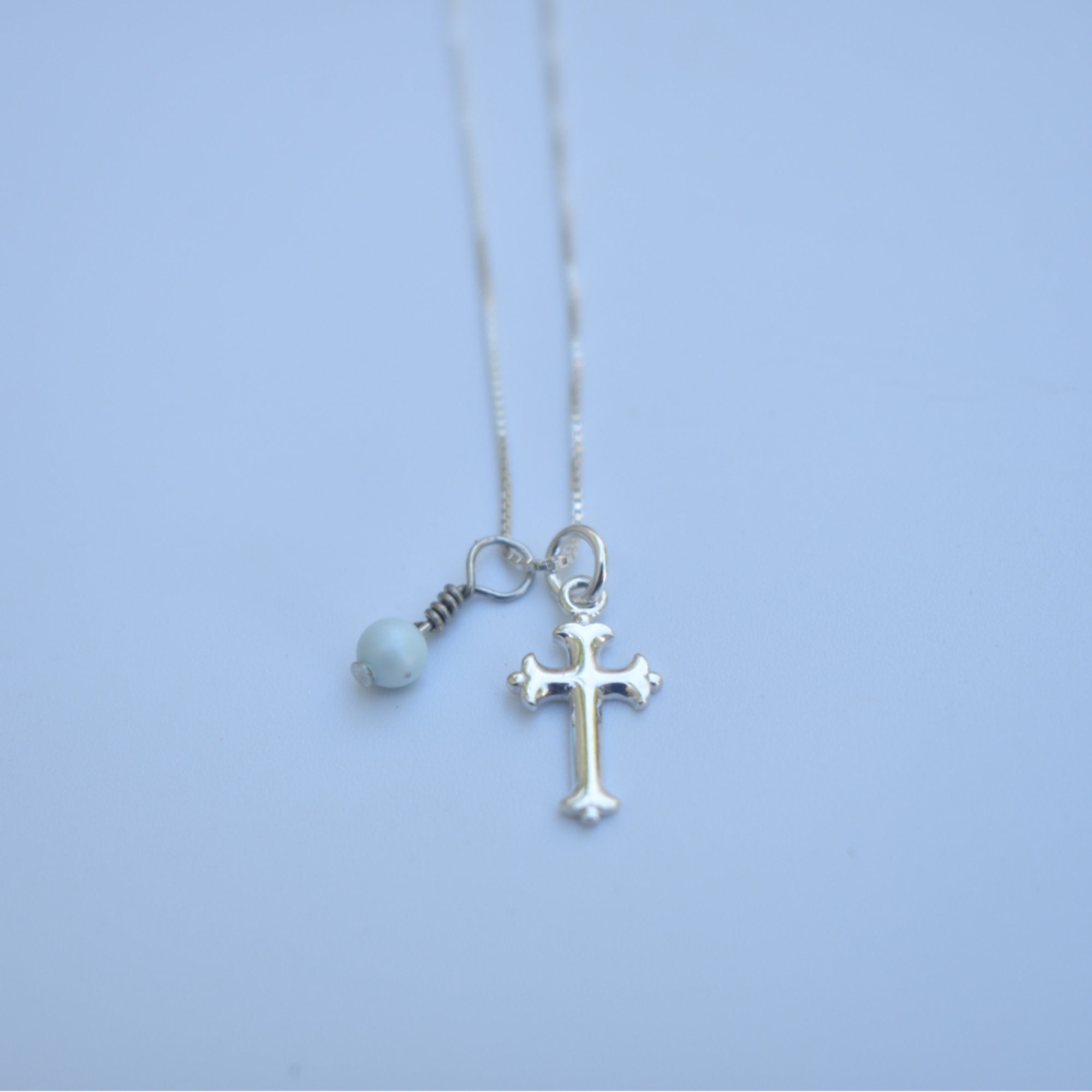 Boys cross necklace. First communion necklace. Boys baptism Etsy