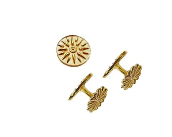 Father&#39;s day – Our Macedonian cufflinks with fancy backs crafted in USA, presented in a beautiful gift box. Also offered in silver finish.